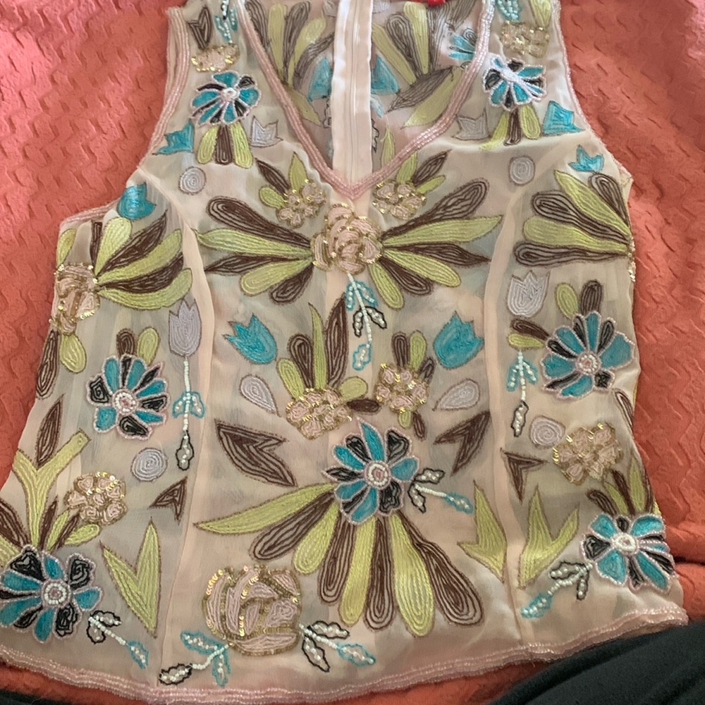 Aftershock London vintage beaded silk top